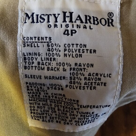 Women's Size 4P Misty Harbor Tan Trench Coat W/ Removable Liner - Picture 9 of 11